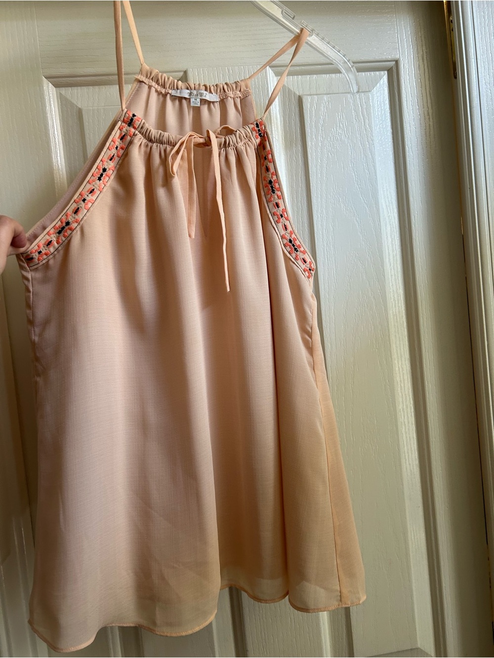 Miss Me Peach Chiffon Tie-Front Top